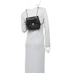 Shiny Caviar Quilted Chain Melody Backpack Black