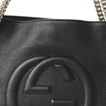 Pebbled Calfskin Medium Soho Chain Shoulder Bag Black