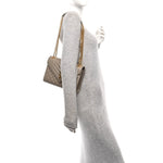 Grain De Poudre Textured Mixed Matelasse Medium Triquilt Monogram Satchel Dusty Grey