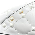 Lambskin Free Rockstud Spike Bowling Bag White