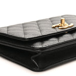 Caviar Quilted Camellia Wallet On Chain WOC Black