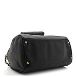 Grained Calfskin Lambskin Quilted Large Bowling Bag Black