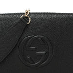 Pebbled Calfskin Soho Wallet On Chain Black