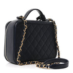 Caviar Quilted Medium CC Filigree Vanity Case Navy