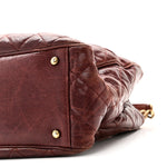 Glazed Caviar Quilted Small Shiva Tote Burgundy
