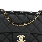 Lambskin Quilted Mini Rectangular Flap Black