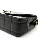 Lambskin Resin Crystal Square Quilted Mini Monacoco Flap Black