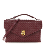 Nappa Intrecciato Knot Lock Top Handle Crossbody Bag Barolo