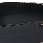 Denim Quilted Top Handle Slim Vanity Case With Chain Dark Blue Orange