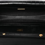 Crocodile Embossed Small Bel Air Clutch On Strap Black