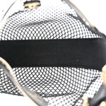 Mesh Shiny Lambskin Chain Hobo Black