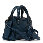 Grained Calfskin Neo Classic Silver Hardware Mini City Petrol Blue