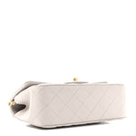 Lambskin Quilted Mini Top Handle Rectangular Flap Grey
