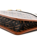 Coated Canvas Medium La Greca Signature Pouch Black Caramel