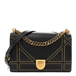Lambskin Studded Medium Diorama Flap Bag Black