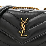 Lambskin Chevron Quilted Micro LouLou Black