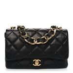 Lambskin Quilted Large CC Funky Town Flap Black