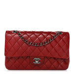 Lambskin Quilted Medium Double Flap Red