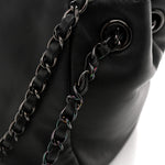 Lambskin Studded Accordion CC Flap Black