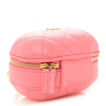 Lambskin Quilted CC Bubble Vanity Case With Chain Pink