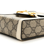 GG Supreme Monogram Azalea Calfskin Mini Horsebit 1955 Crossbody Bag Beige Ebony Mystic White