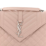 Grain De Poudre Textured Mixed Matelasse Medium Triquilt Monogram Satchel Marble Pink