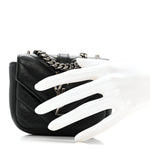 Sheepskin Matelasse Chevron Monogram Mini College Bag Black