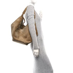 Suede Calfskin Medium Lotus Tote Mud