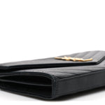 Grain De Poudre Matelasse Chevron Monogram Chain Wallet Black
