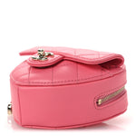 Lambskin Quilted CC In Love Heart Waist Belt Bag With Chain Pink