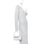 Satin Crystal Mini Re-Edition 2000 Bag White