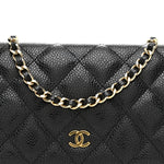 Caviar Quilted Wallet on Chain WOC Black