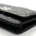 Caviar Quilted Chanel 19 Wallet On Chain WOC Black White