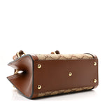New Canvas Charisma Calfskin Crystal GG Monogram Mini Diana Tote Bag Camel Ebony