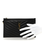 Grain De Poudre Chevron Monogram Large Bill Pouch Black