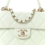 Caviar Quilted Retro Medium Twist Top Handle Clutch Light Green