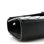 Grain De Poudre Textured Mixed Matelasse Triquilt Small Monogram Monochrome Satchel Black