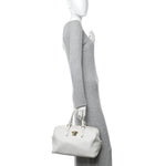 Grained Calfskin Palazzo Bowler White
