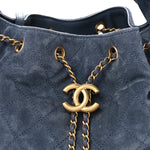 Suede Quilted Medium Chanel 25 Handbag Blue