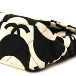 Fabric Printed Large Chanel 19 Flap Black Ecru