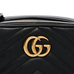 Calfskin Matelasse Mini GG Marmont Chain Shoulder Bag Black