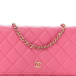 Caviar Quilted Wallet on Chain WOC Pink