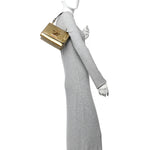 Calfskin Gravity Twist Shoulder Bag PM Gold