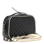 Vintage Effect Calfskin Matelasse Diagonal Small Torchon GG Marmont Chain Shoulder Bag Blue Agata Mystic White