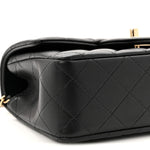 Lambskin Quilted Mini Top Handle Rectangular Flap Black
