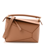 Grained Calfskin Small Puzzle Edge Bag Toffee