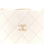 Lambskin Quilted Chain Around Pouch Hobo White