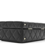 Lambskin Quilted Small CC Top Handle Box Bag Black