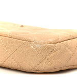 Metallic Caviar Quilted Small Clutch With Chain Gold