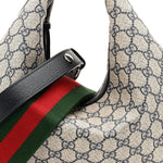 GG Supreme Monogram Textured Calfskin Web Large Attache Shoulder Bag Beige Blue